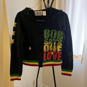Women’s NICE TIME By Cedella Marley cropped sweatshirt size Large